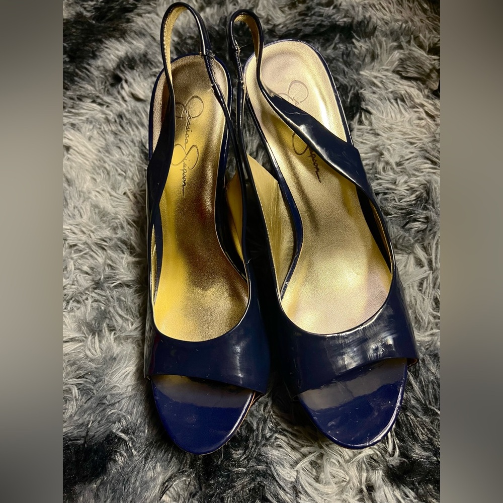 Jessica Simpson - Astor Midnight Blue Patent Leather Heel Size 9.5